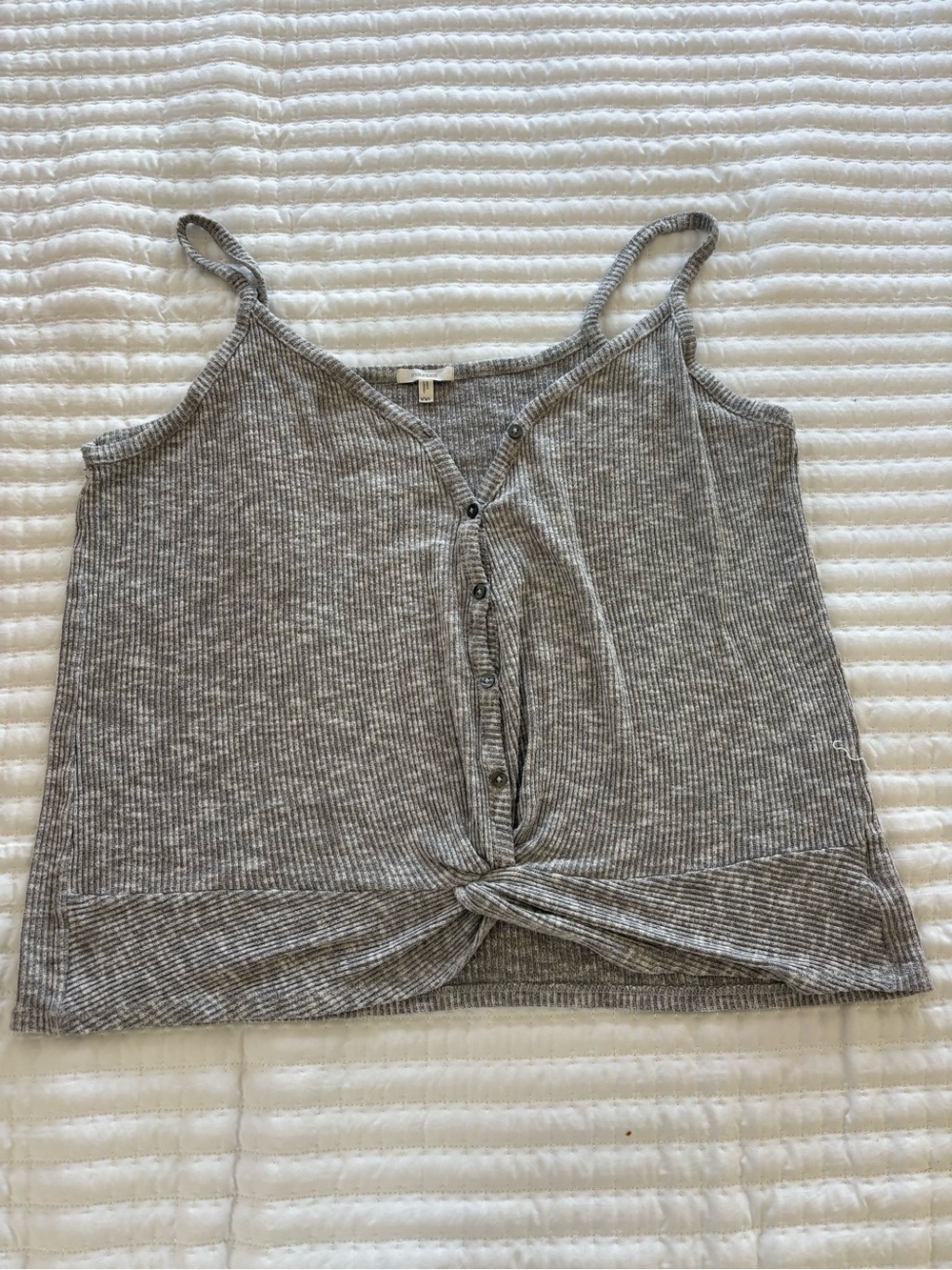 Maurices Heather Gray Ribbed Button Front Twist Cami